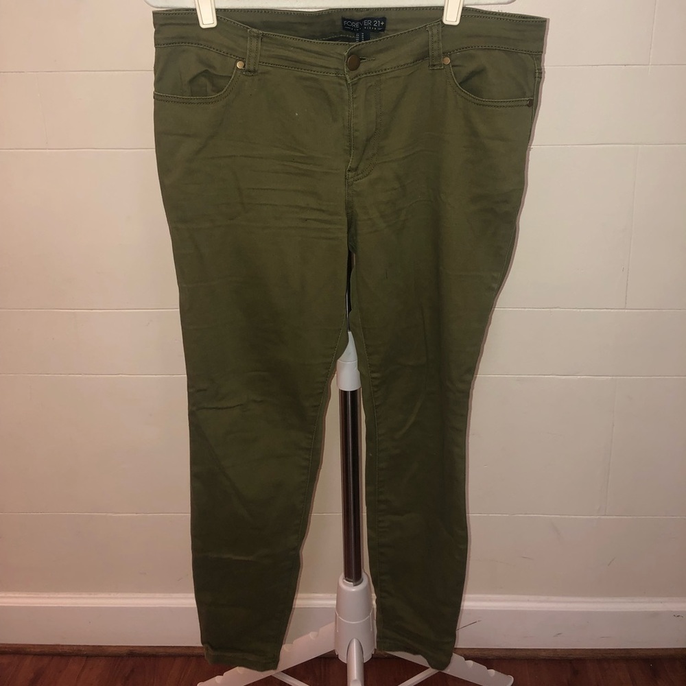 Olive green skinny jeans